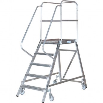 Двухсторонняя лестница-платформа с шестью алюминиевыми ступеньками KRAUSE STABILO 810601
