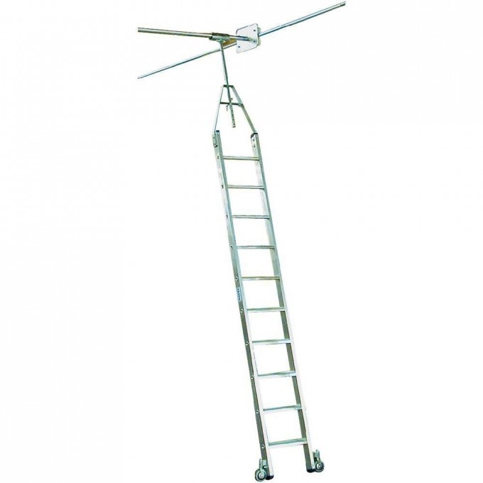 Поворотная лестница для двухрядных стеллажей 9 ступеней KRAUSE STABILO 819444