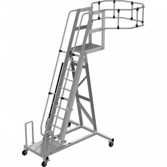 Трап KRAUSE для цистерн, резиновые колеса, круглое ограждение, алюм. рифленый