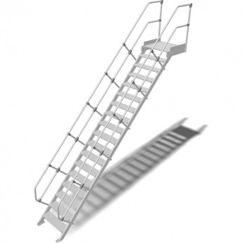 Трап с платформой стационарный KRAUSE 18 ступеней, ширина 600 мм 45°